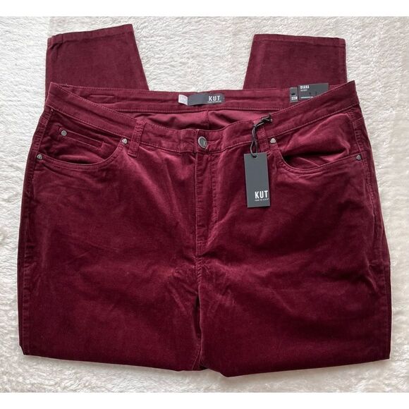 NWT KUT FROM THE KLOTH Plus Size Diana Cord Skinny Jeans in Wine - Picture 7 of 14